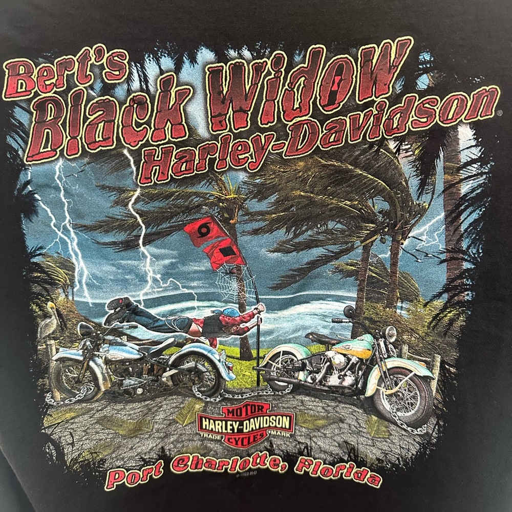 Harley Davidson Black Shirt Size Large Port Charlotte FL Bert's Black Widow Tee